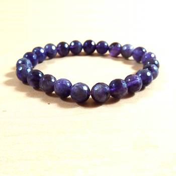 Amethyst Diamond Cut Bead Bracelet Size 8MM Unisex Bracelet Chakra Balancing  Meaning 2
