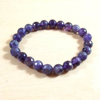 Amethyst Diamond Cut Bead Bracelet Size 8MM Unisex Bracelet Chakra Balancing  Meaning 4