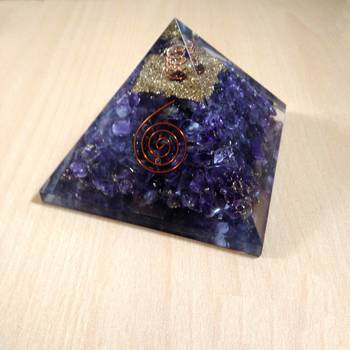 Amethyst Orgonite Pyramid Size - 3-3.5Inch Chakra & Reiki  Aura Cleansing 3