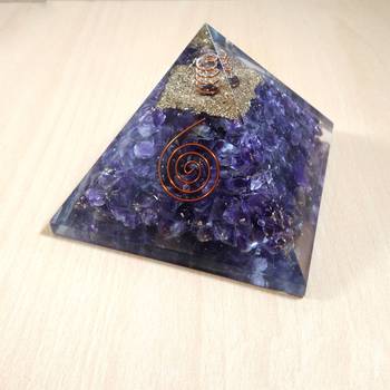 Amethyst Orgonite Pyramid Size - 3-3.5Inch Chakra & Reiki  Aura Cleansing 4