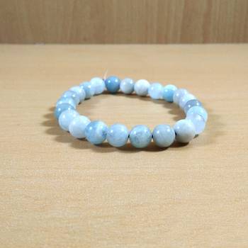 Aquamarine Bead Bracelet Size 8MM  Gem Jewelry Chakra Cleansing 1