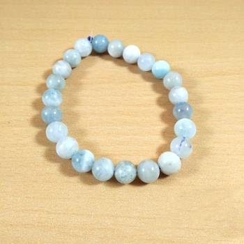 Aquamarine Bead Bracelet Size 8MM  Gem Jewelry Chakra Cleansing 2