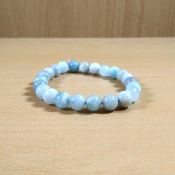 Aquamarine Bead Bracelet Size 8MM  Gem Jewelry Chakra Cleansing 4