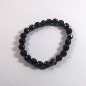 Black Hakik Diamond Cut Bead Bracelet Size 8MM unisex Bracelet Chakra Balancing Chakra Gem 1