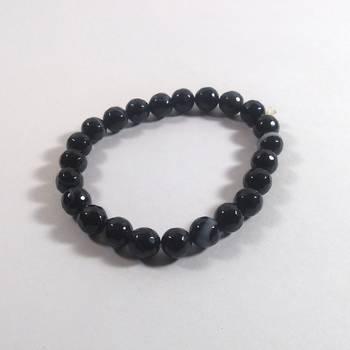 Black Hakik Diamond Cut Bead Bracelet Size 8MM unisex Bracelet Chakra Balancing Chakra Gem 3