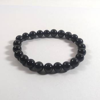 Black Obsidian Bead Bracelet Size 8MM Unisex Bracelet Chakra Balancing 4