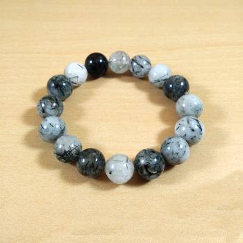 Black Rutile Bead Bracelet Size 8MM Unisex Bracelet Chakra Balancing 4