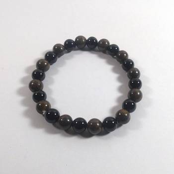 Black Tourmaline + Bronzite Bead Bracelet Size 8MM Unisex Bracelet Chakra Balancing 1