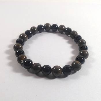 Black Tourmaline + Bronzite Bead Bracelet Size 8MM Unisex Bracelet Chakra Balancing 3