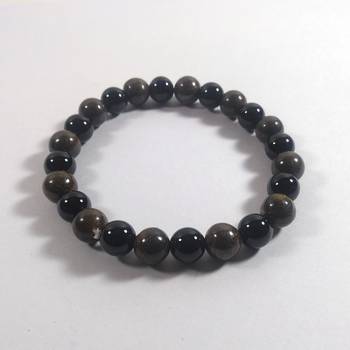 Black Tourmaline + Bronzite Bead Bracelet Size 8MM Unisex Bracelet Chakra Balancing 4