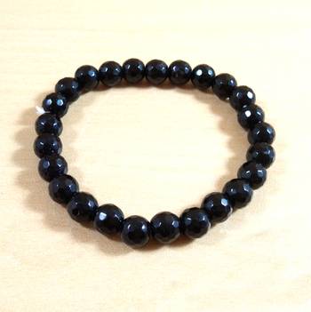 Black Tourmaline Diamond Cut Bead Bracelet Size 8MM unisex Bracelet Chakra Balancing Chakra Gem 1