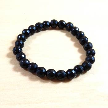 Black Tourmaline Diamond Cut Bead Bracelet Size 8MM unisex Bracelet Chakra Balancing Chakra Gem 2