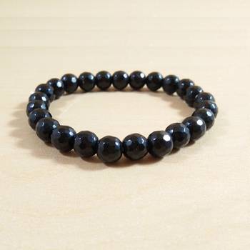 Black Tourmaline Diamond Cut Bead Bracelet Size 8MM unisex Bracelet Chakra Balancing Chakra Gem 4