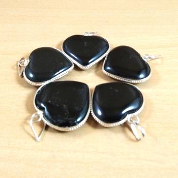 Black Tourmaline Heart Pendant Natural Gem Original  Chakra Balancing 3