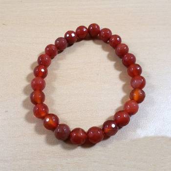Carnelian Diamond Cut Bead Bracelet Size 8MM Unisex bracelet Chakra balancing Chakra Gem 1