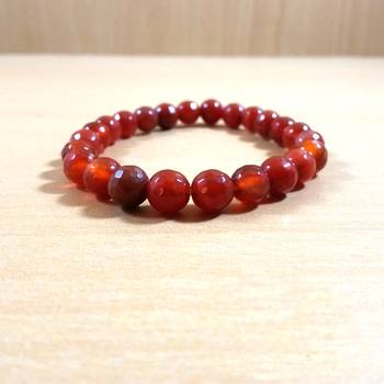 Carnelian Diamond Cut Bead Bracelet Size 8MM Unisex bracelet Chakra balancing Chakra Gem 3