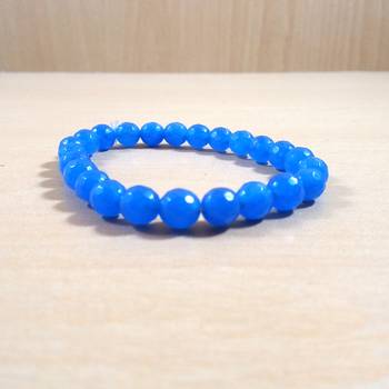 Chalcedony Diamond Cut Bead Bracelet Size 8MM Unisex Bracelet Chakra Balancing Aura Cleansing Spiritual 3