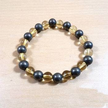 Citrine + Golden Pyrite Bead Bracelet Size 8MM Unisex Bracelet Chakra Balancing 2
