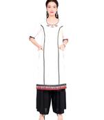 Off white embroidered cotton cotton-kurtis