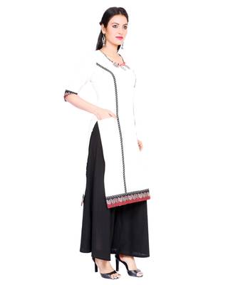 Off white embroidered cotton cotton-kurtis 2