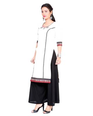 Off white embroidered cotton cotton-kurtis 3