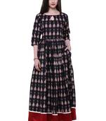 Black printed cotton cotton-kurtis