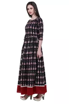 Black printed cotton cotton-kurtis