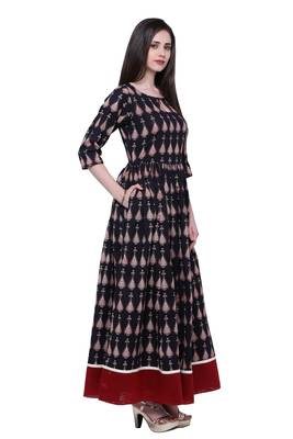 Black printed cotton cotton-kurtis 3