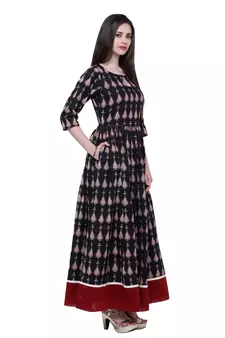 Black printed cotton cotton-kurtis