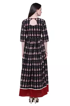 Black printed cotton cotton-kurtis