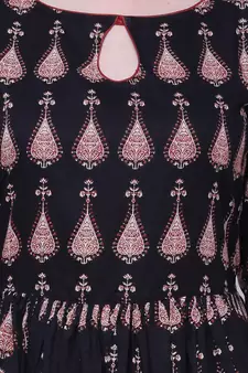 Black printed cotton cotton-kurtis