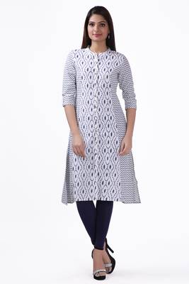 White printed cotton cotton-kurtis 2