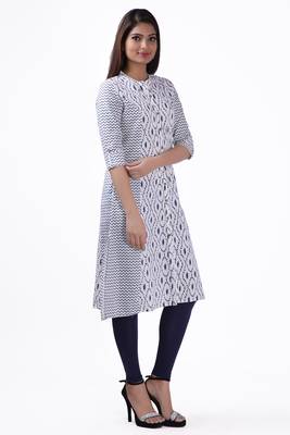 White printed cotton cotton-kurtis 4