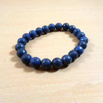 Lapis Lazuli Diamond Cut Bead Bracelet Size 8MM Unisex Bracelet Chakra Balancing 1