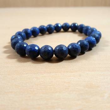 Lapis Lazuli Diamond Cut Bead Bracelet Size 8MM Unisex Bracelet Chakra Balancing 2