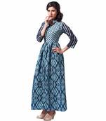 Blue printed stitched cotton-kurtis