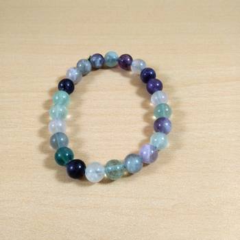 Multi Fluorite Bracelet Size 8MM Yoga Bracelet Unisex Bracelet Reiki  Aura Energy 2