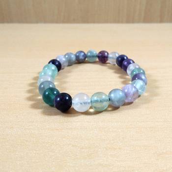 Multi Fluorite Bracelet Size 8MM Yoga Bracelet Unisex Bracelet Reiki  Aura Energy 3