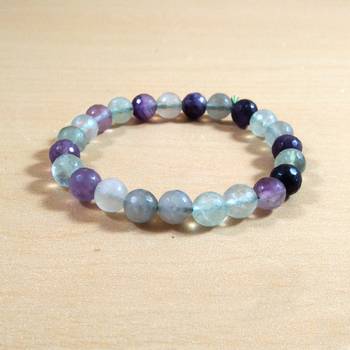 Multi Fluorite Diamond Cut Bead Bracelet Size 8MM  Unisex Bracelet Balancing Bracelet 1