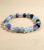 Multi Fluorite Diamond Cut Bead Bracelet Size 8MM  Unisex Bracelet Balancing Bracelet