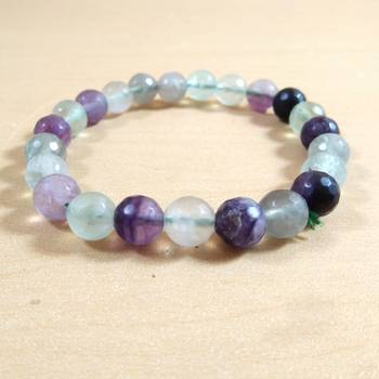 Multi Fluorite Diamond Cut Bead Bracelet Size 8MM  Unisex Bracelet Balancing Bracelet 2