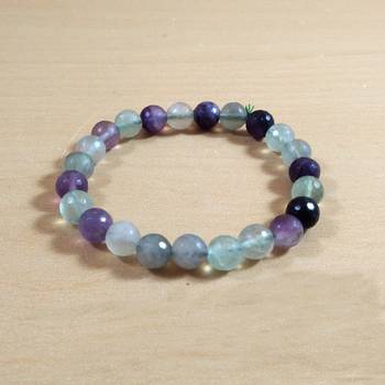 Multi Fluorite Diamond Cut Bead Bracelet Size 8MM  Unisex Bracelet Balancing Bracelet 4