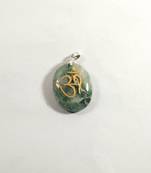 Om Carved Green Aventurine Gem Pendant Chakra Balancing Reiki  Aura Cleansing