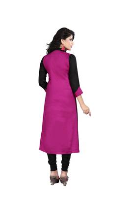 Pink plain rayon stitched long-kurtis 3