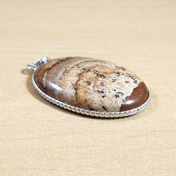 Petrified Wood Cabochon Pendant Chakra  Chakra Balancing  reiki Energy 1
