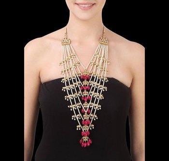 Pearls And Gold Plated Kundan Satlada 7 