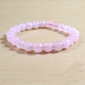 Rose Quartz Diamond Cut Bead Bracelet Size 8MM Unisex Bracelet Yoga Meditation Bracelet Reiki 1