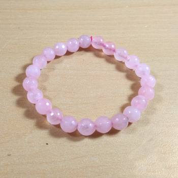 Rose Quartz Diamond Cut Bead Bracelet Size 8MM Unisex Bracelet Yoga Meditation Bracelet Reiki 2