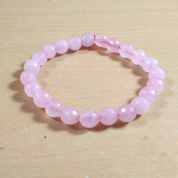 Rose Quartz Diamond Cut Bead Bracelet Size 8MM Unisex Bracelet Yoga Meditation Bracelet Reiki 3