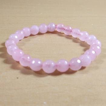 Rose Quartz Diamond Cut Bead Bracelet Size 8MM Unisex Bracelet Yoga Meditation Bracelet Reiki 4